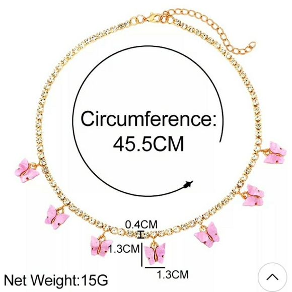 Crystal butterfly choker with gold chain - Picture 4 of 5